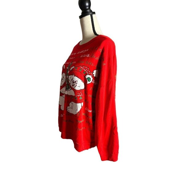 Christmas Bear Sweatshirt VINTAGE Nutcracker 1991 Bears Trees Red Green Medium - Picture 3 of 8